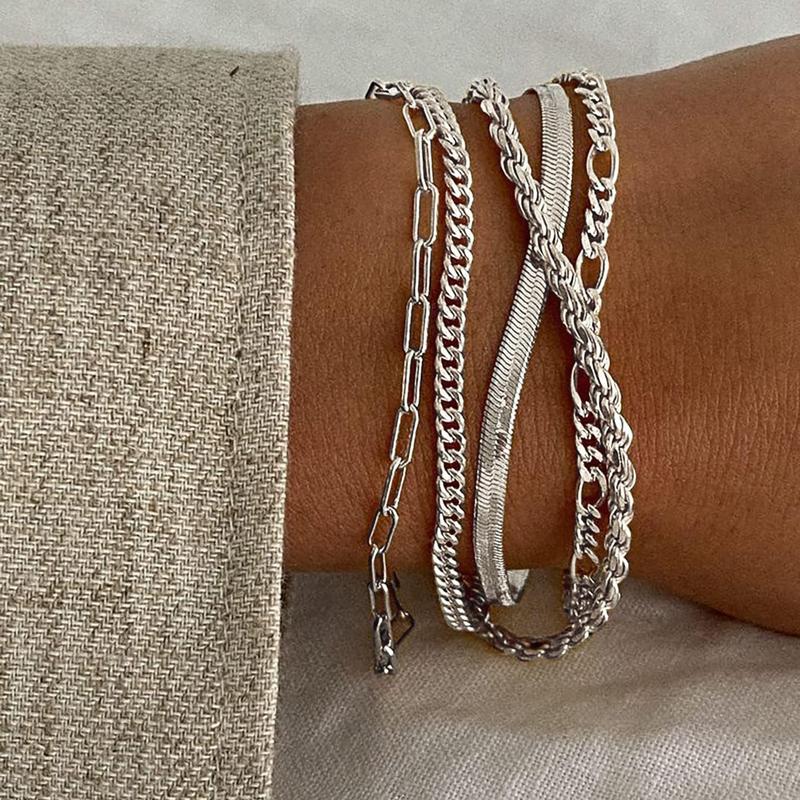 Pulseras Tewiky para mujer, conjuntos de joyas para mujer, pulseras de cadena con clip de papel, finas, apilables y de eslabones cubanos, accesorios de moda, regalos para mujer, joyería maximalista.