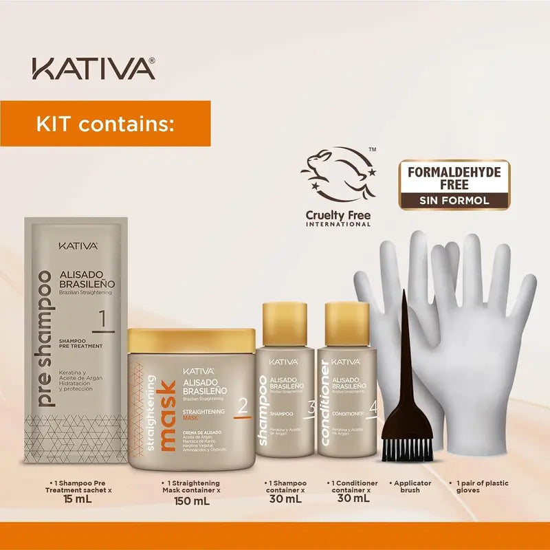Kit de alisado brasileño Talaporr: cabello más liso durante 12 semanas, con aceite de argán y manteca de karité.