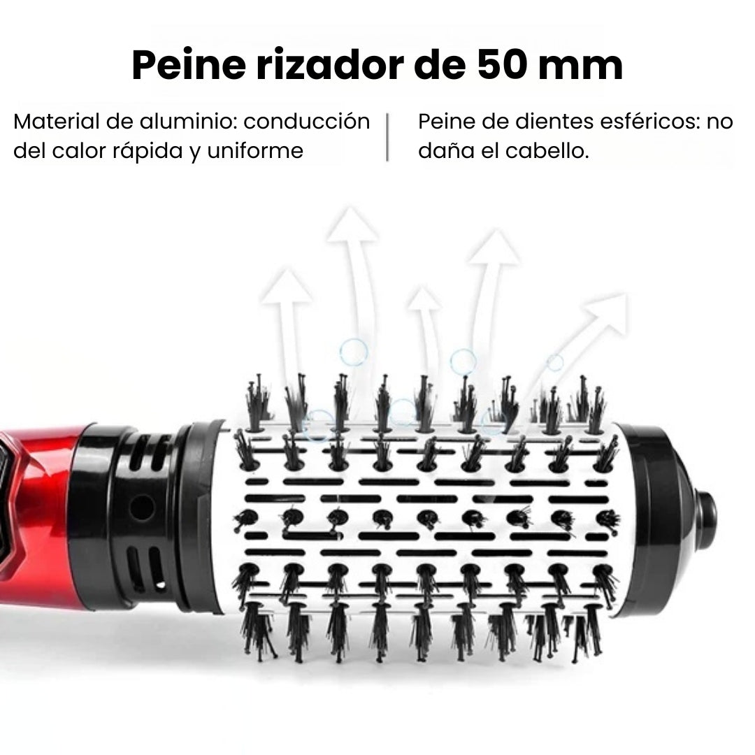 Secador y cepillo giratorio 3 en 1 para cabello seco, ondulado y liso