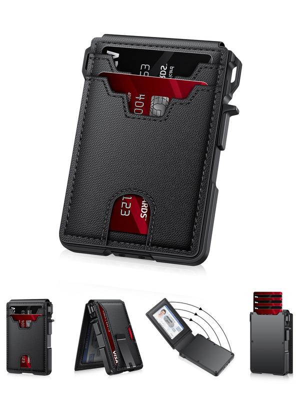 Tarjetero minimalista de estilo empresarial para hombre, con ranuras para tarjetas RFID, cierre magnético y bloqueo RFID, billetera con múltiples ranuras para uso diario.