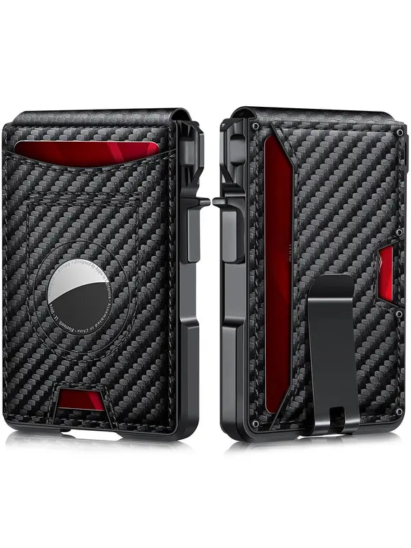 Tarjetero minimalista de estilo empresarial para hombre, con ranuras para tarjetas RFID, cierre magnético y bloqueo RFID, billetera con múltiples ranuras para uso diario.