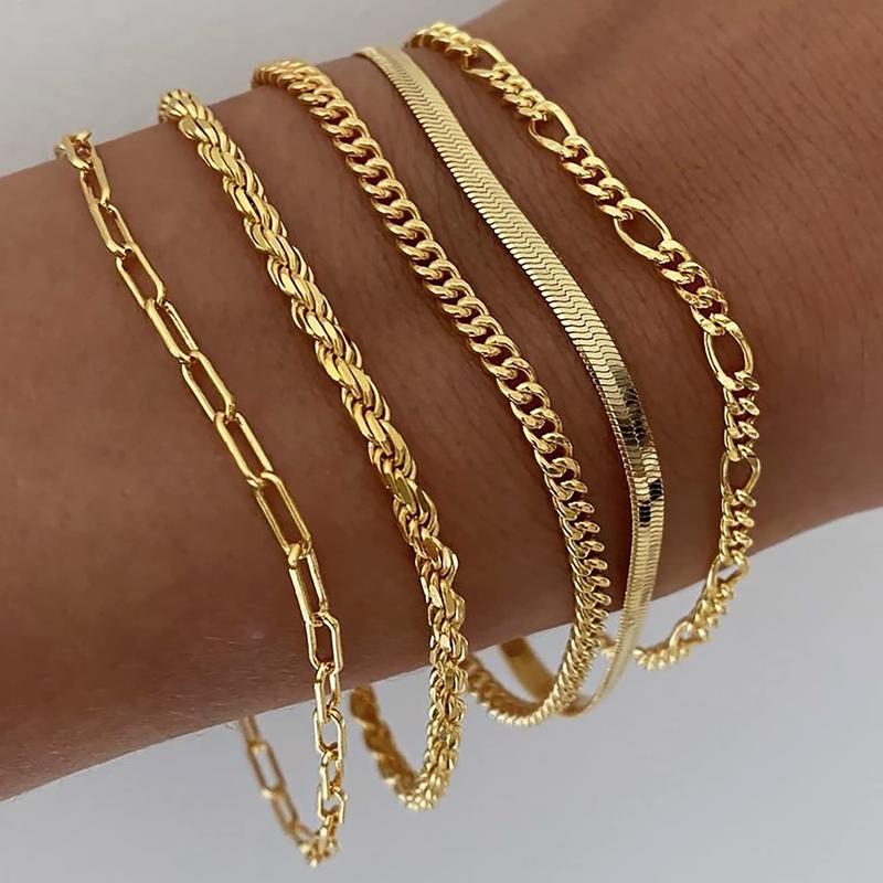 Pulseras Tewiky para mujer, conjuntos de joyas para mujer, pulseras de cadena con clip de papel, finas, apilables y de eslabones cubanos, accesorios de moda, regalos para mujer, joyería maximalista.