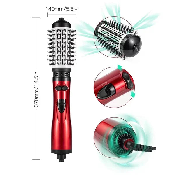 Secador y cepillo giratorio 3 en 1 para cabello seco, ondulado y liso