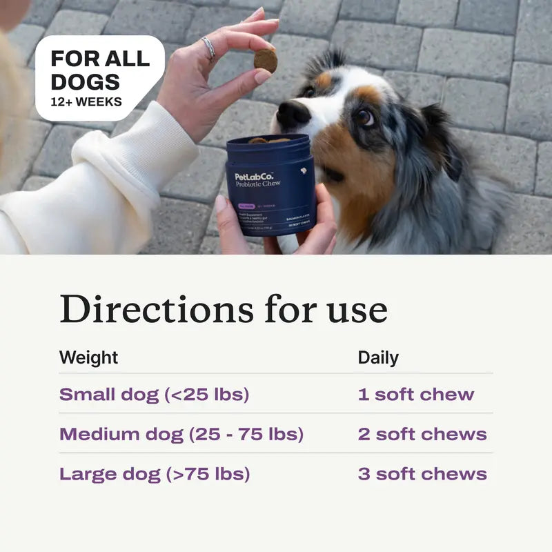 Probióticos para perros. Masticables blandos para alergias estacionales, salud intestinal y digestiva. Ingredientes de primera calidad revisados por veterinarios - Suplementos