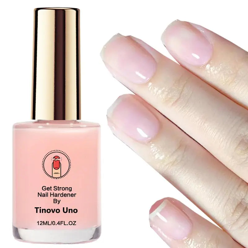 Tinovo Uno 12ML - Fortalecedor de uñas, esmalte en gel LED rosa natural, secado rápido y acabado brillante de larga duración, solución suave para el cuidado de uñas débiles y delgadas, cosmético.