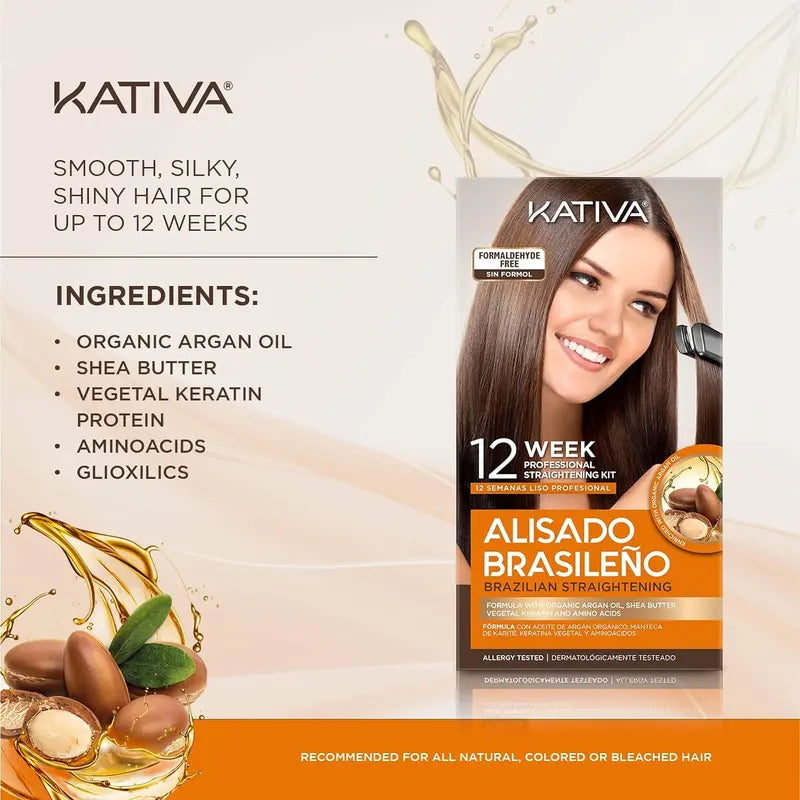 Kit de alisado brasileño Talaporr: cabello más liso durante 12 semanas, con aceite de argán y manteca de karité.