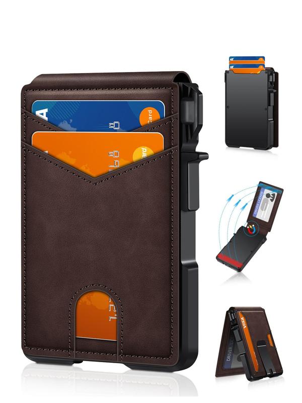 Tarjetero minimalista de estilo empresarial para hombre, con ranuras para tarjetas RFID, cierre magnético y bloqueo RFID, billetera con múltiples ranuras para uso diario.
