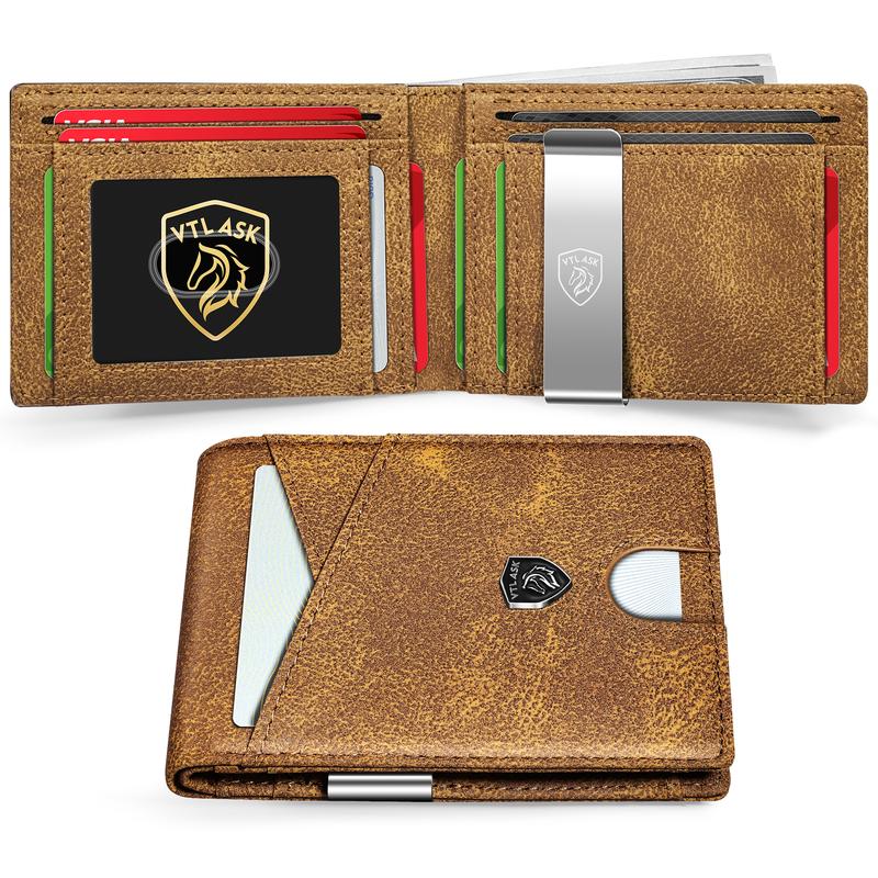 Cartera de cuero antirrobo RFID ultradelgada para hombre TALAPORR con 11 ranuras para tarjetas y gran capacidad, color verde, para viajes, para hombre, tarjetero, monedero de chocolate, regalo del Día del Padre, organizador portátil