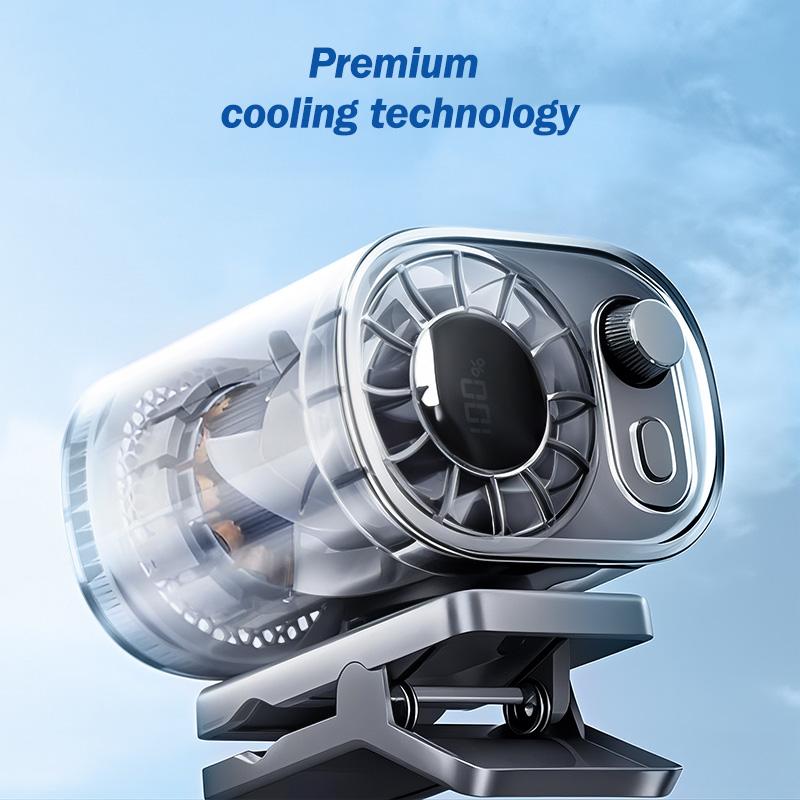 TALAPORR-ventilador con Clip para coche, con pantalla LED, rotación de 360 °, 100 velocidades ajustables, recargable por USB, batería de 1800mAh