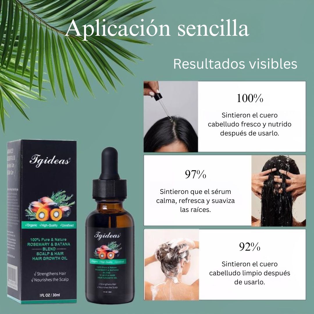 Aceite de romero y batana Tgideas - Mezclado con aceite de jojoba y argán - Aceite esencial 100% orgánico para el cuidado del cabello. Reparador diario, restaura la humedad y las vitaminas.