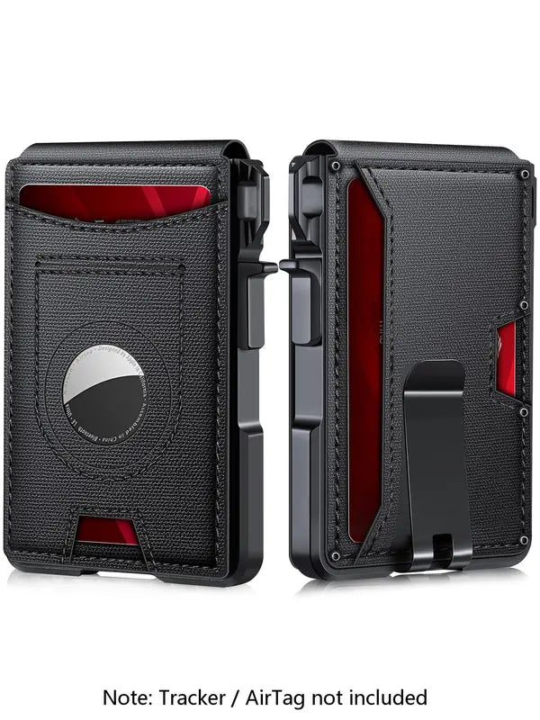Tarjetero minimalista de estilo empresarial para hombre, con ranuras para tarjetas RFID, cierre magnético y bloqueo RFID, billetera con múltiples ranuras para uso diario.