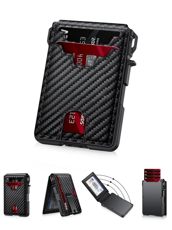 Tarjetero minimalista de estilo empresarial para hombre, con ranuras para tarjetas RFID, cierre magnético y bloqueo RFID, billetera con múltiples ranuras para uso diario.