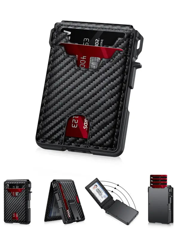 Tarjetero minimalista de estilo empresarial para hombre, con ranuras para tarjetas RFID, cierre magnético y bloqueo RFID, billetera con múltiples ranuras para uso diario.