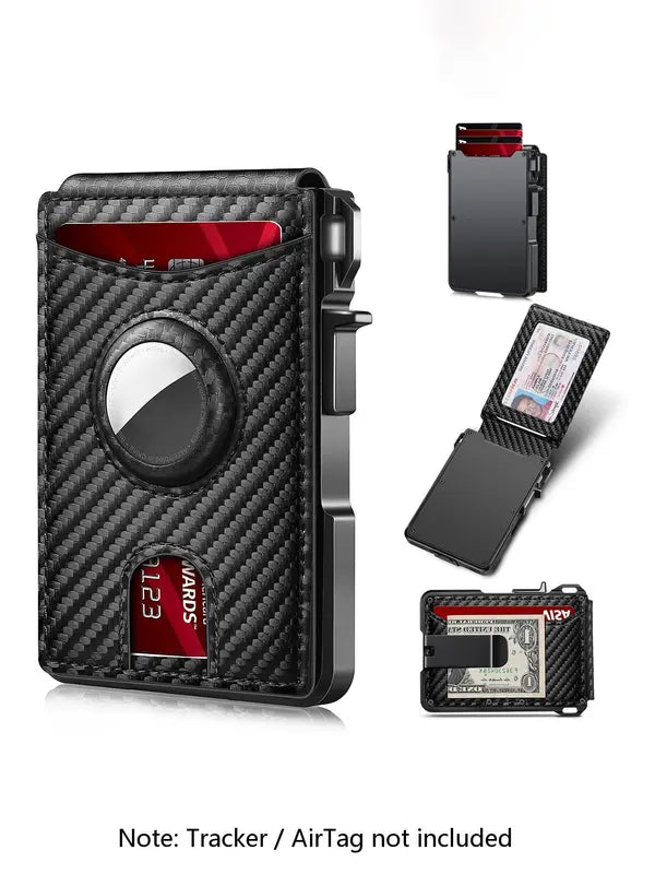 Tarjetero minimalista de estilo empresarial para hombre, con ranuras para tarjetas RFID, cierre magnético y bloqueo RFID, billetera con múltiples ranuras para uso diario.