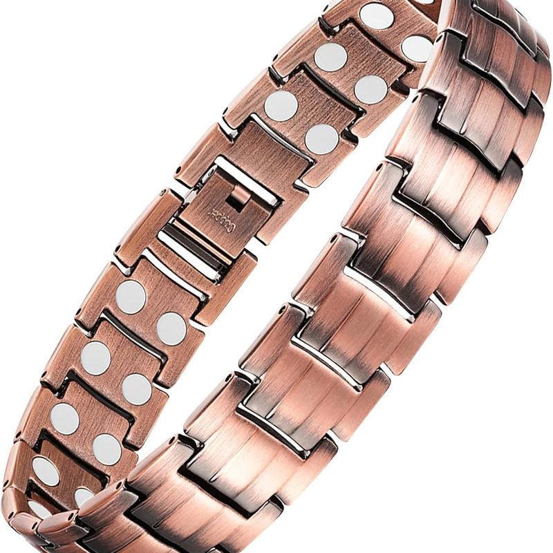 Pulsera de cobre Feraco para hombre: pulseras magnéticas de cobre puro al 99,99 %. Regalo con herramienta de ajuste de tamaño. Joyería magnética, durabilidad para exteriores.