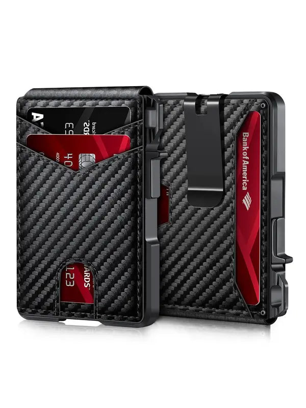 Tarjetero minimalista de estilo empresarial para hombre, con ranuras para tarjetas RFID, cierre magnético y bloqueo RFID, billetera con múltiples ranuras para uso diario.