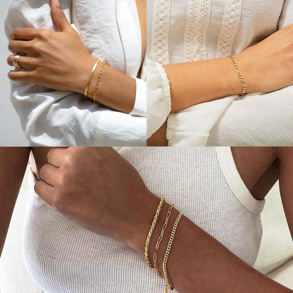 Pulseras Tewiky para mujer, conjuntos de joyas para mujer, pulseras de cadena con clip de papel, finas, apilables y de eslabones cubanos, accesorios de moda, regalos para mujer, joyería maximalista.