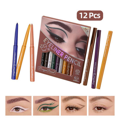 Colores Resistentes Set de 12 Lápices Delineadores de Ojos Impermeables