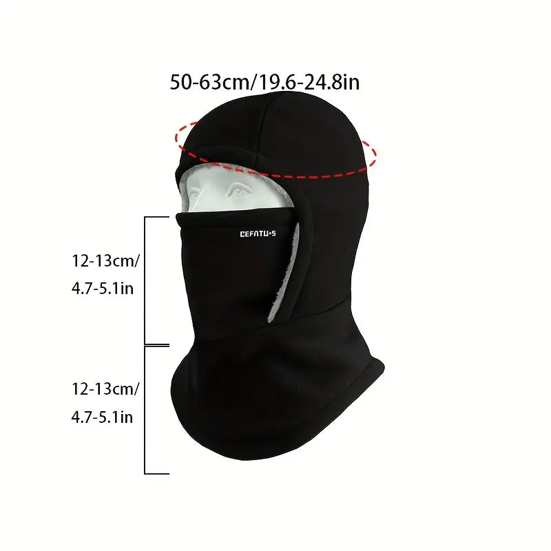 Gorro y mascarilla 2 en 1 para invierno - Resistente al viento, forro polar grueso para ciclismo, correr y esquiar, lavable a máquina, negro