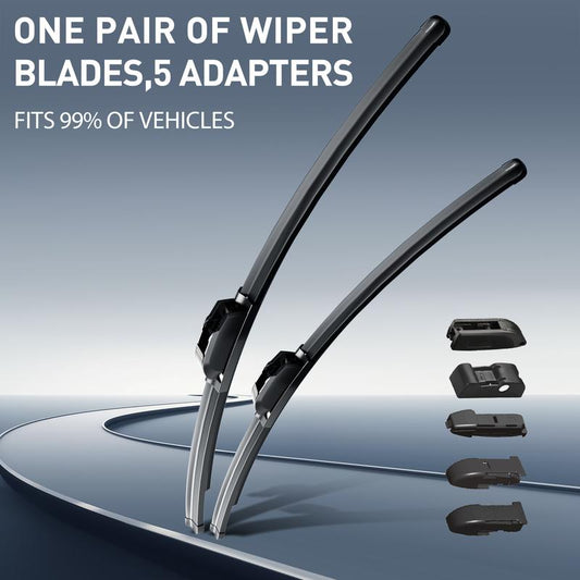 Limpiaparabrisas sin marco ultra silenciosos ITUTN - Calidad OEM, sin rayas | 5 adaptadores, compatibles con el 99% de los vehículos, limpiaparabrisas universales silenciosos para todas las estaciones, fácil instalación, repuestos para automóviles