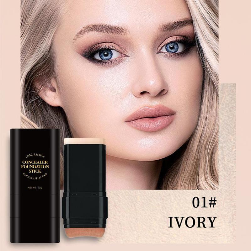 Base de maquillaje luminosa de doble punta con brochas incorporadas.