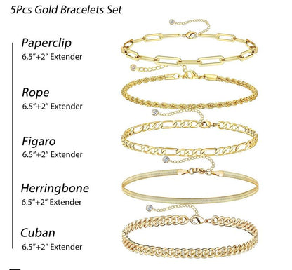 Pulseras Tewiky para mujer, conjuntos de joyas para mujer, pulseras de cadena con clip de papel, finas, apilables y de eslabones cubanos, accesorios de moda, regalos para mujer, joyería maximalista.