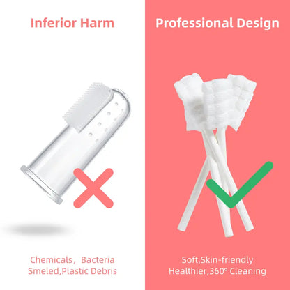 Limpiador de lengua dearlomum, cepillo de dientes para recién nacidos, 30 unidades, cepillo de dientes desechable para bebés, gasa limpiadora de encías, barritas de limpieza bucal, alternativa a la pasta de dientes para el cuidado bucal del bebé