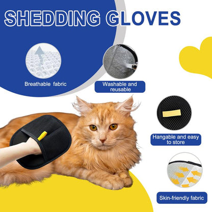 Guantes electrostáticos reutilizables para quitar el pelo de mascotas – Guante de aseo de doble cara para gatos y perros | Guante suave para quitar el pelo suelto de muebles, ropa, coche, alfombras y ropa de cama (sin pilas)