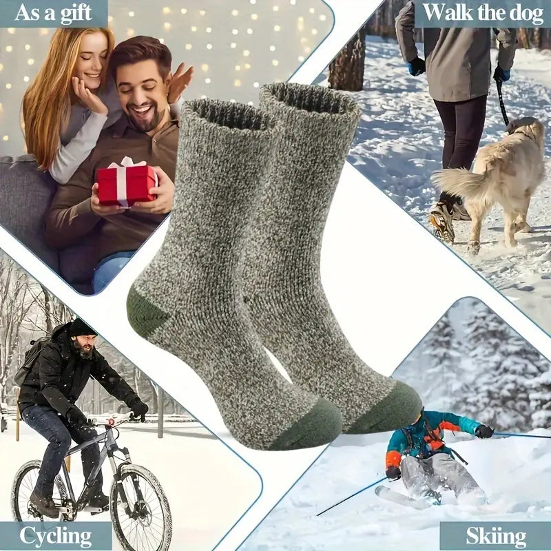 5 pares de calcetines gruesos y cálidos de invierno para hombre y mujer - Calcetines de punto suaves y cómodos de punta redonda para clima frío, mezcla de poliéster y elastano. Calcetines básicos minimalistas hasta el muslo para mujer.