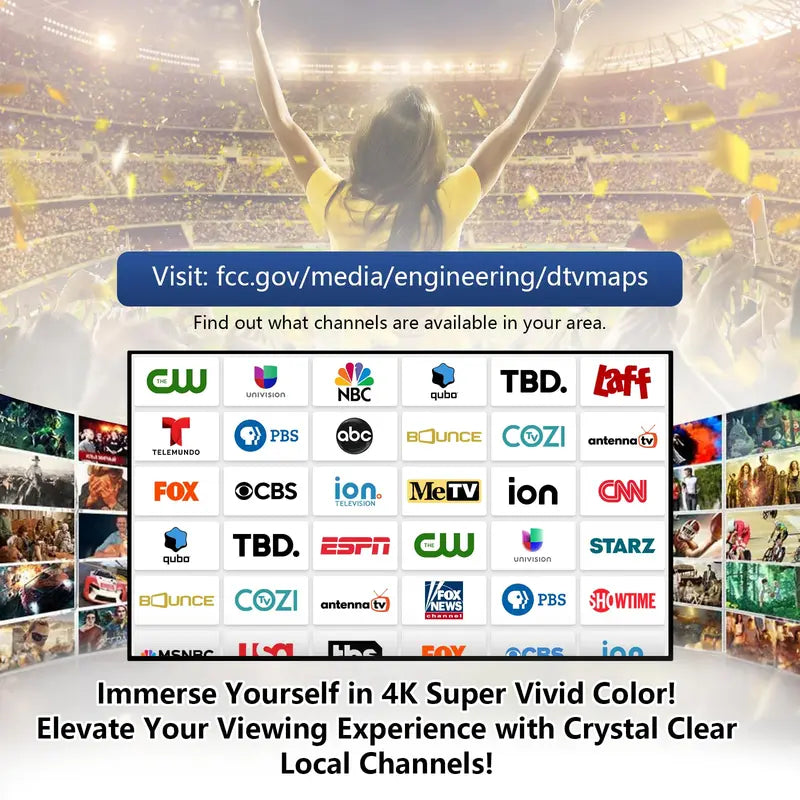 Antena de TV para Smart TV de interior, antenas HDTV de interior amplificadas digitales con base magnética fuerte de 3 m para Smart TV, fácil instalación, recepción de 360° y largo alcance, recepción para canales locales, compatible con 4K 1080P