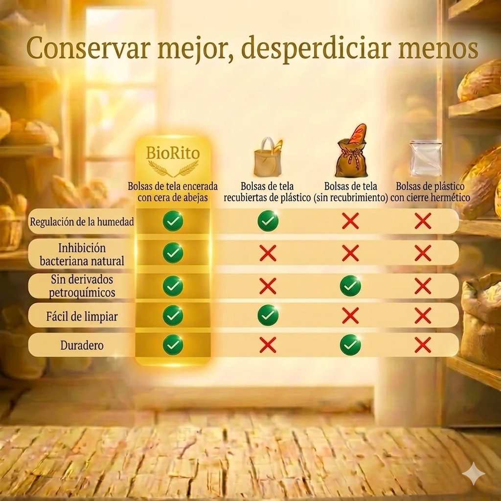 Bolsas de pan de primera calidad hechas de 100% algodón y cera de abeja.
