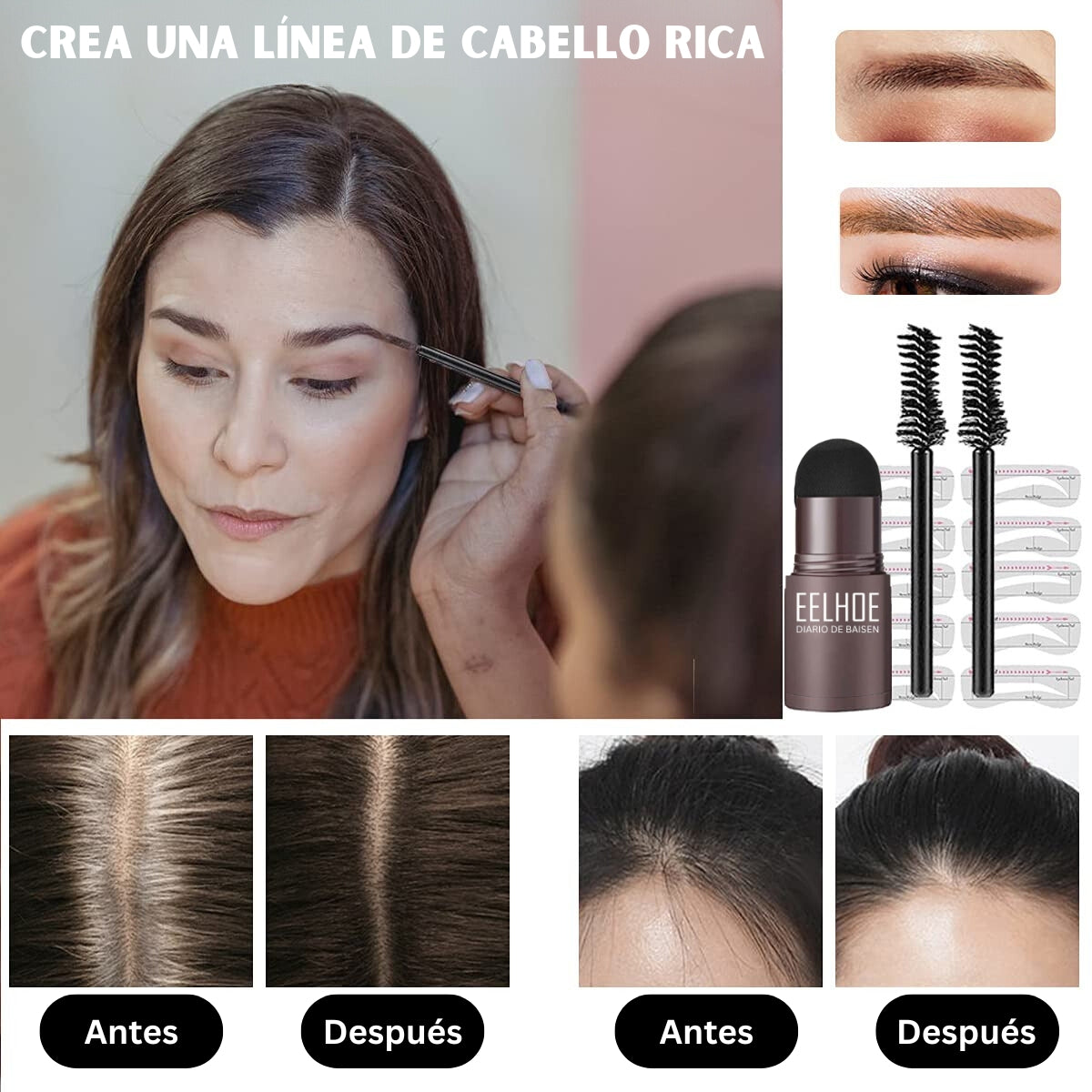 1+1 GRATIS | Sello para cejas + 10 plantillas y 2 pinceles para cejas