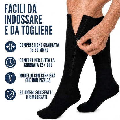 Medias de compresión graduada con cremallera