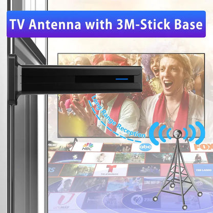 Antena de TV para Smart TV de interior, antenas HDTV de interior amplificadas digitales con base magnética fuerte de 3 m para Smart TV, fácil instalación, recepción de 360° y largo alcance, recepción para canales locales, compatible con 4K 1080P