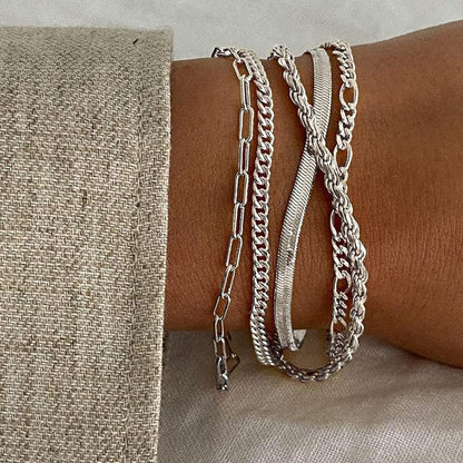 Pulseras Tewiky para mujer, conjuntos de joyas para mujer, pulseras de cadena con clip de papel, finas, apilables y de eslabones cubanos, accesorios de moda, regalos para mujer, joyería maximalista.