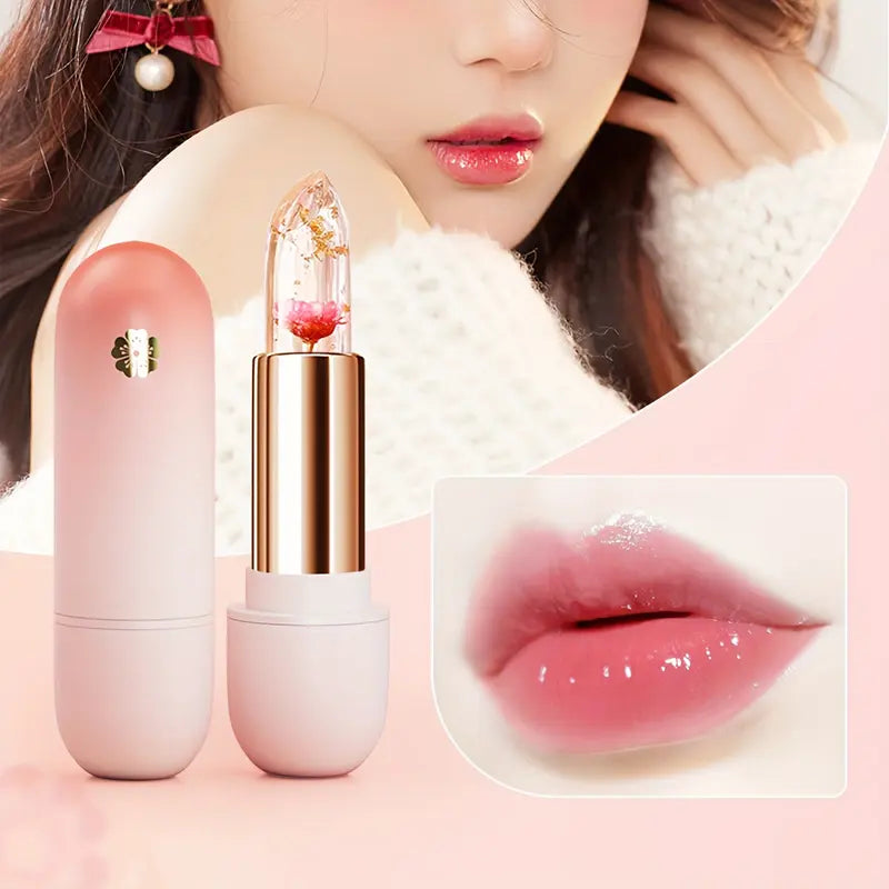 3 piezas - Set de labiales con pétalos transparentes