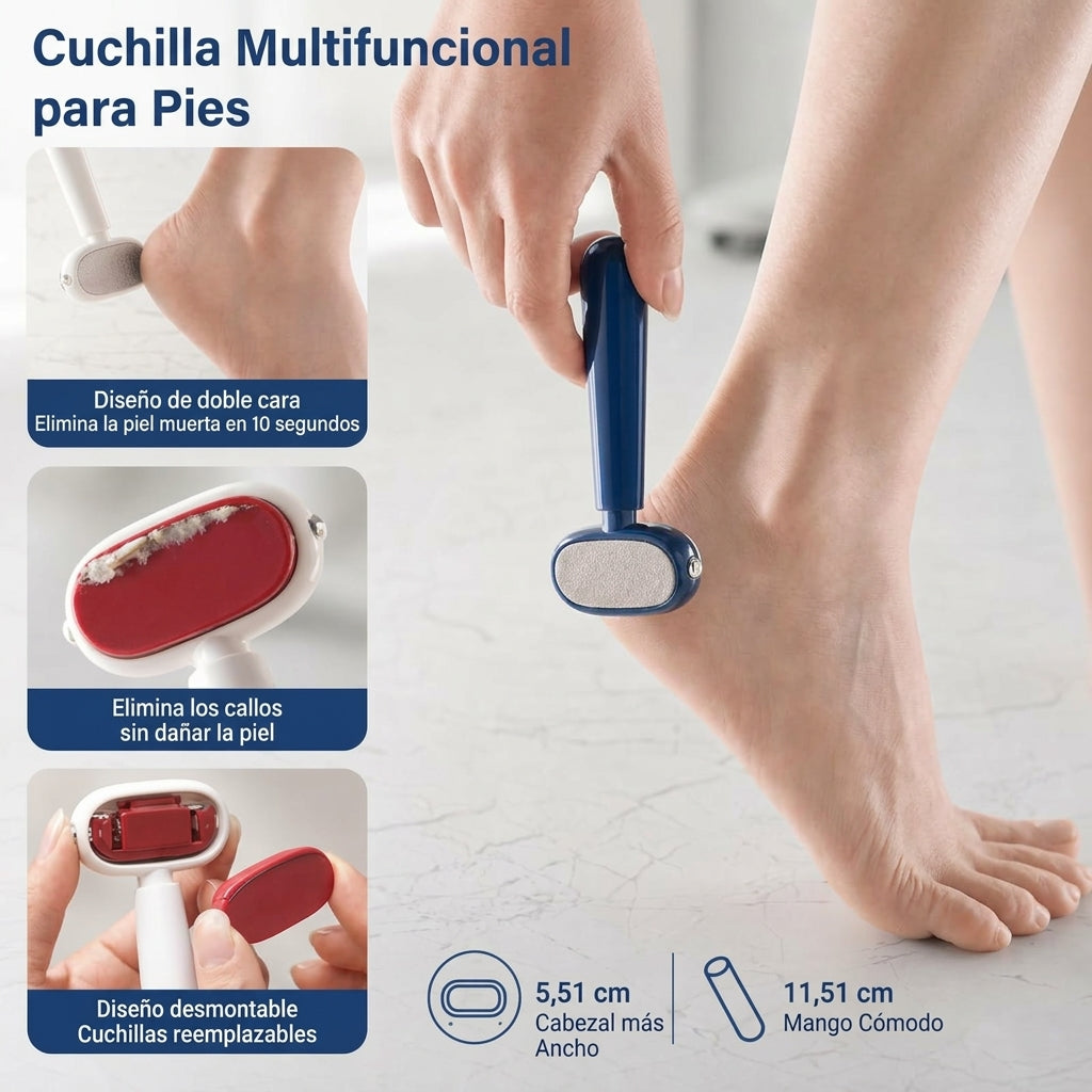 Eliminador de callos para pies con cuchilla de acero inoxidable reemplazable