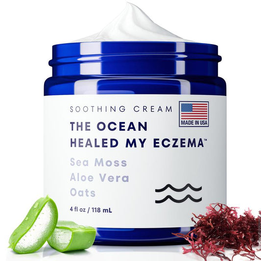 Crema calmante natural con musgo marino y avena - Alivio del eccema y la psoriasis - Minerales oceánicos - Para piel sensible - Crema hidratante para el eccema y la piel seca