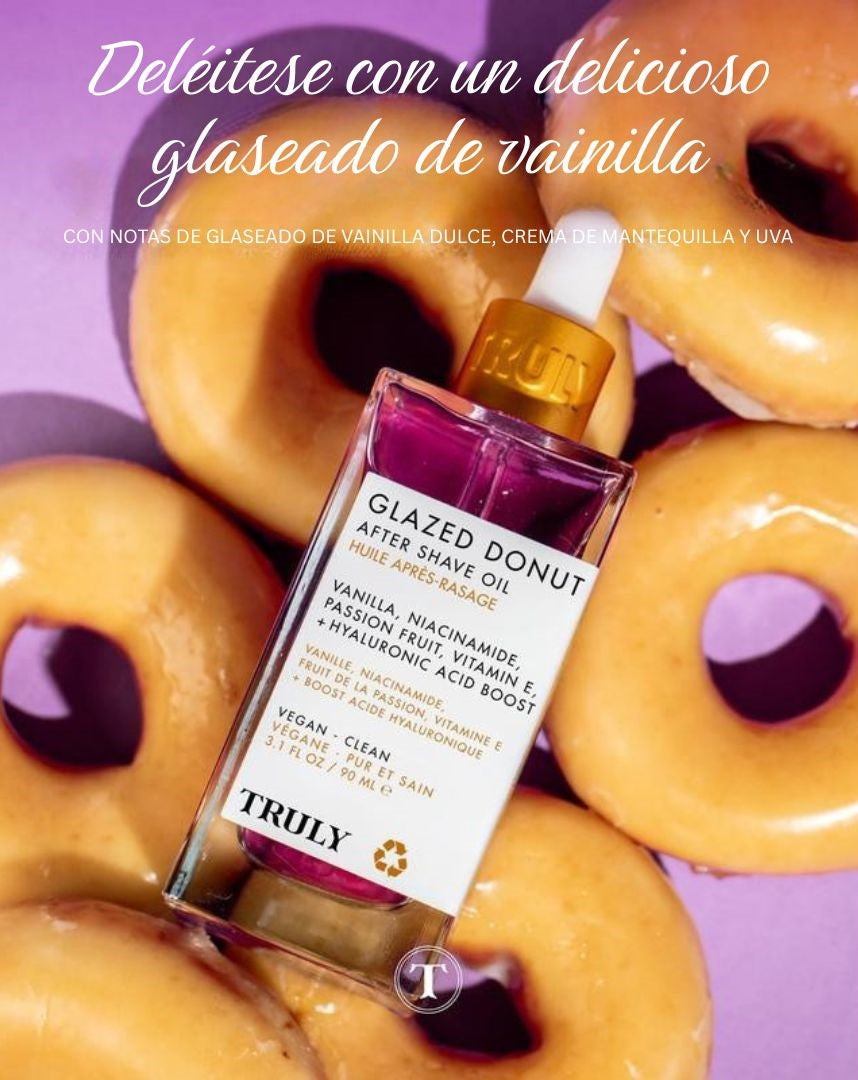 Aceite para después del afeitado Glazed Donut - Hidrata pieles sensibles - Glaseado de vainilla dulce y aroma a maracuyá