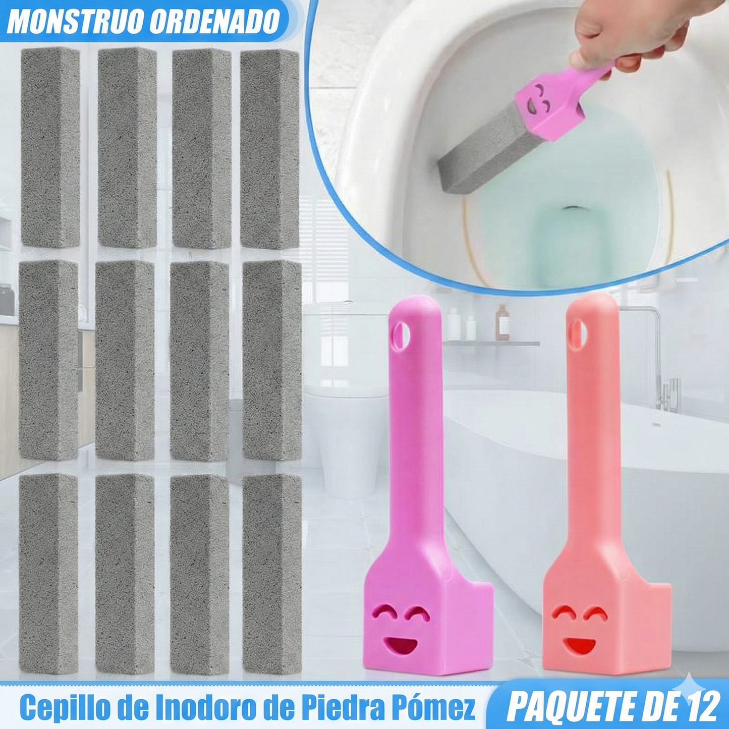 Paquete de 12 - Piedra pómez para inodoro