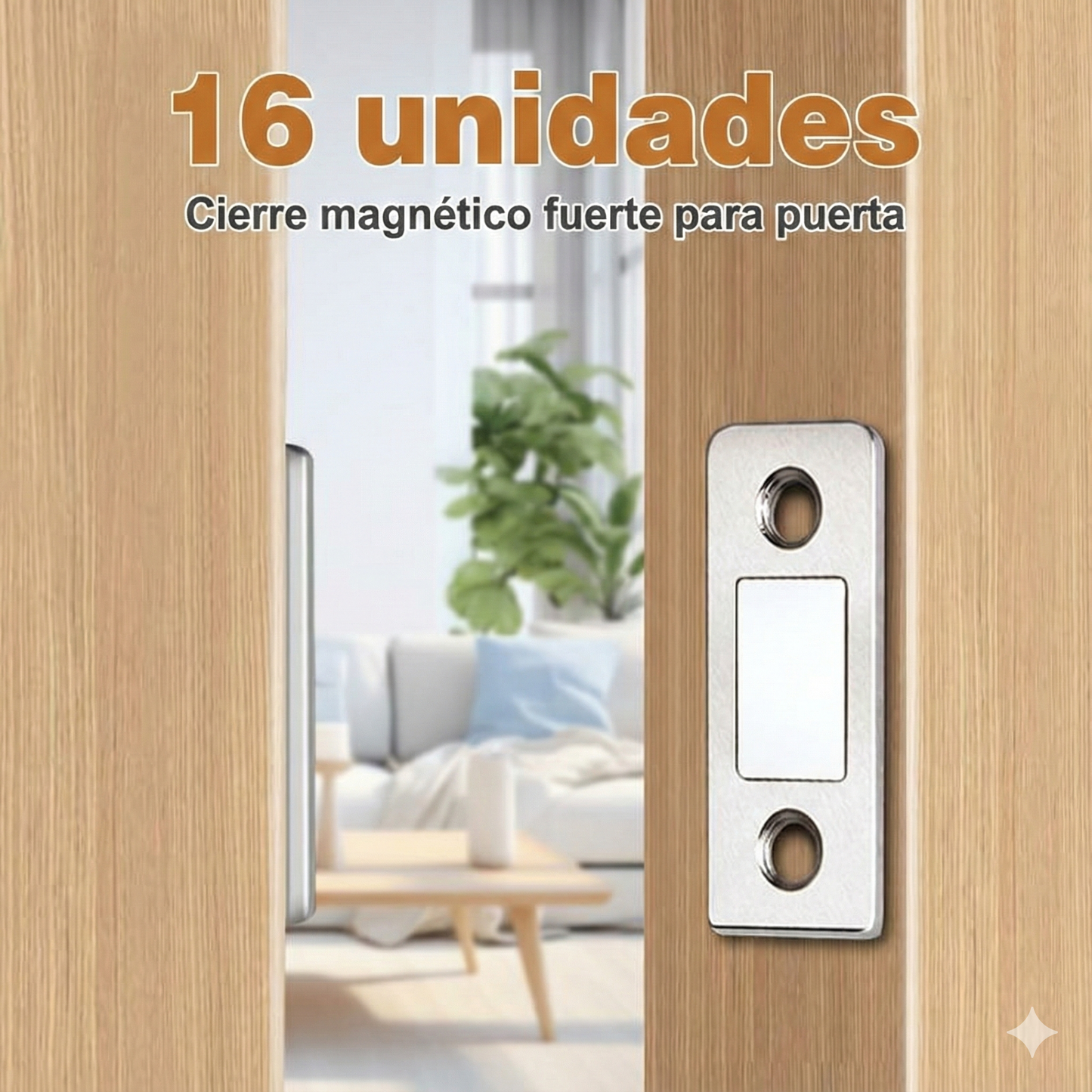 Cierre magnético para gabinete de 16 unidades sin perforar, duradero para uso diario intensivo.