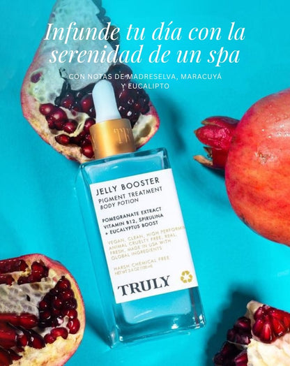 Poción corporal pigmentante Jelly Booster: potencia la producción de colágeno. Aroma fresco y limpio de verano.