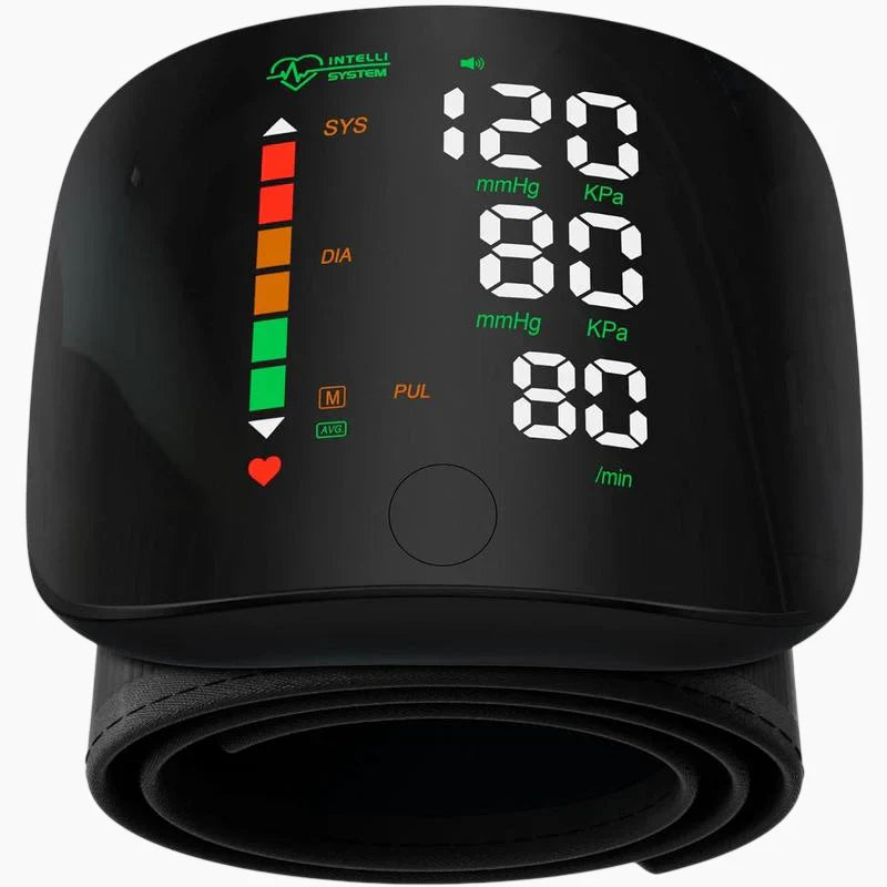 Monitor de presión arterial de muñeca con pantalla LED