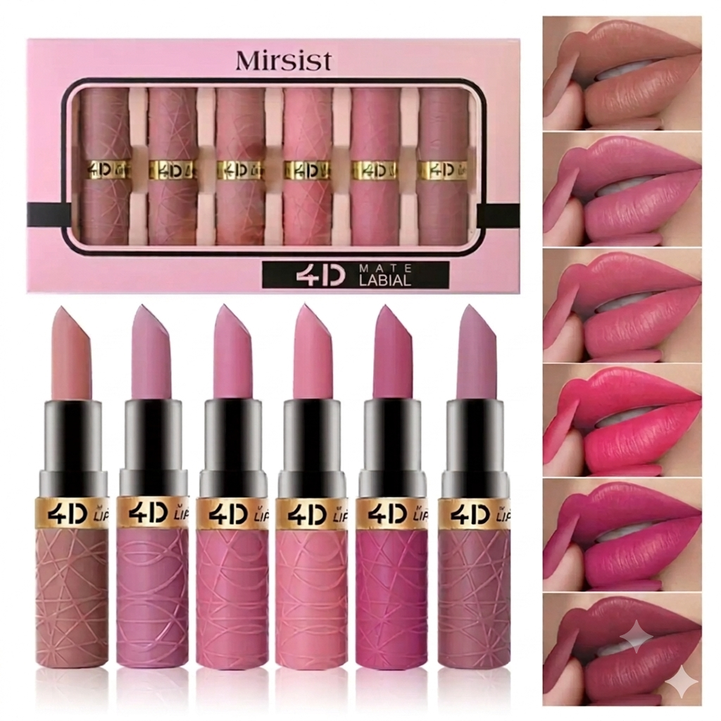 Color Duradero Set de Labiales Mate Hidratantes Suaves 6 Piezas