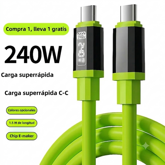 Color Verde - Carga Rápida Cable 240W Compatible Apple y Type-C Smartphone