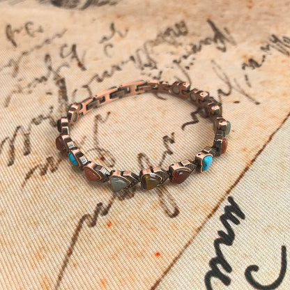 Pulsera de cobre Jecanori para mujer, pulseras magnéticas de cobre puro, piedras preciosas naturales únicas, regalos para mujer
