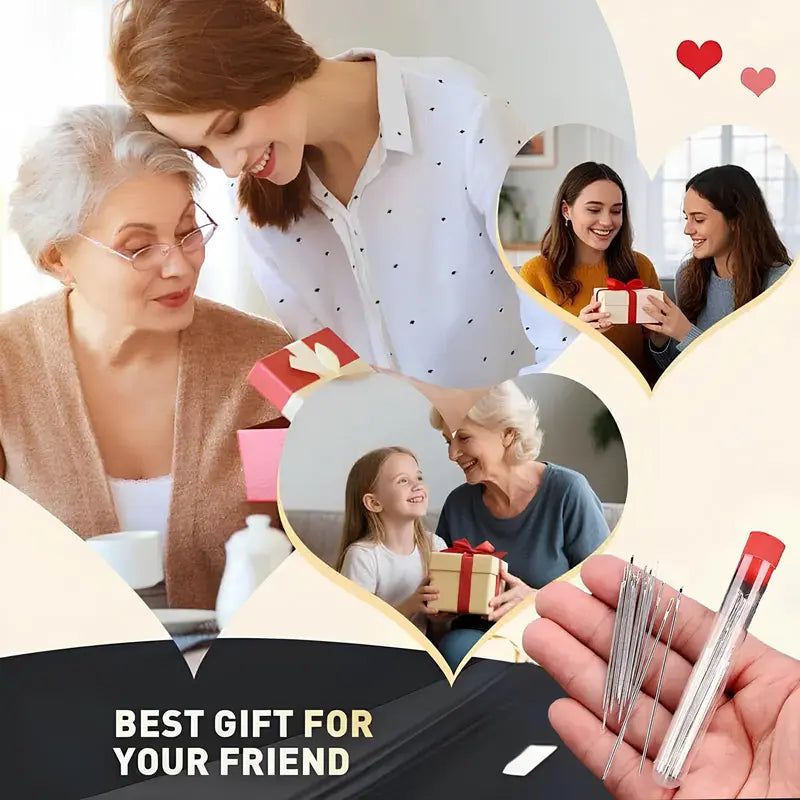 Juego de 34 agujas de acero de ojo grande - Kit de agujas largas y finas hechas a mano para acolchar y coser, ideal para proyectos de costura, bordado y remiendo.