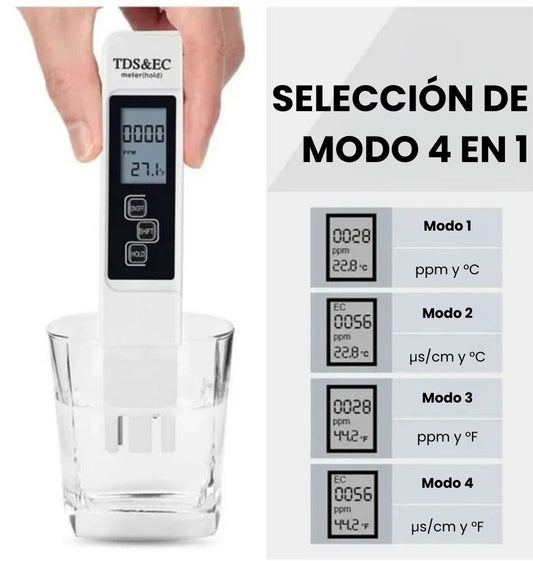 Probador digital de calidad del agua TDS/EC