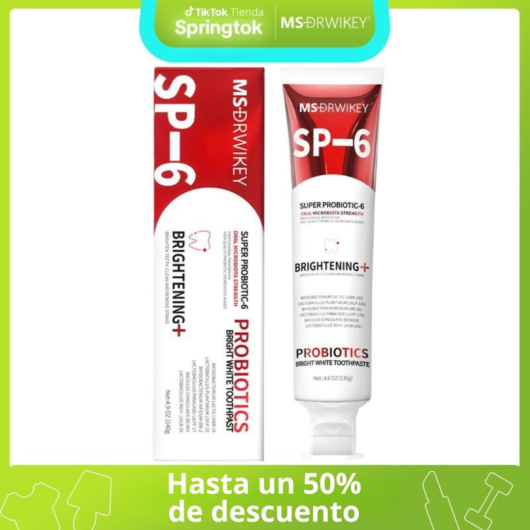 Pasta dental SP-6 | Cuidado bucal probiótico para reparar el esmalte y un aliento fresco duradero