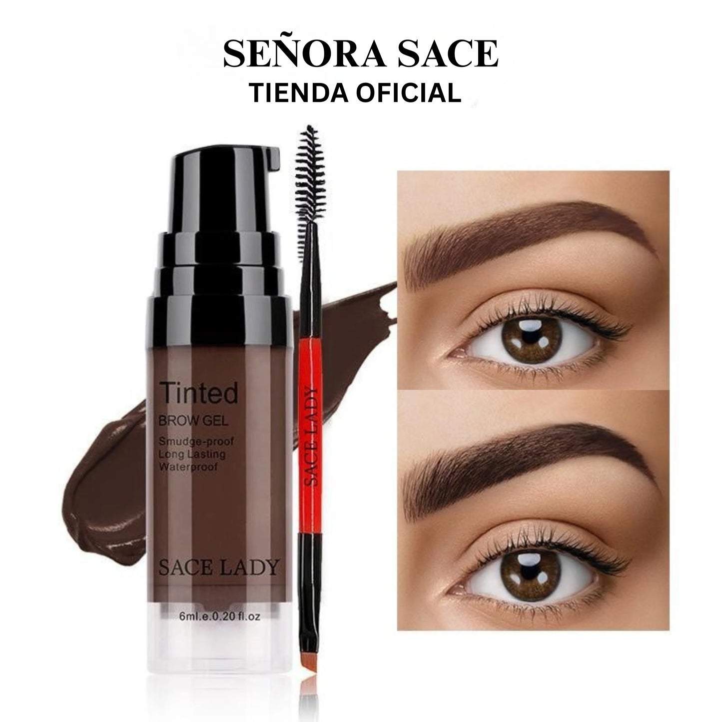 Kit de maquillaje en crema para cejas SACE LADY 3D, gel para cejas de 6 ml, resistente al agua y a las manchas, con efecto duradero 24 h